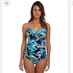 Fantasie Paradise Bay Tankini Swim Top, Blue Floral, Size 32GG (UK Bra size)